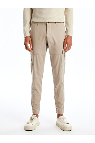 LC Waikiki Beige Slim Fit Gabardine Men's Cargo Pants