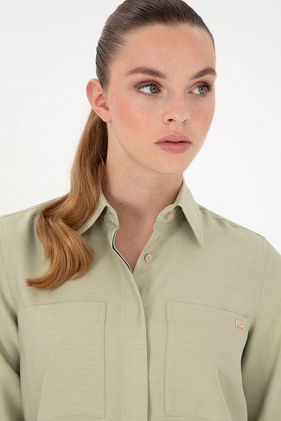U.S. Polo Assn. Women's Light Khaki Long Sleeve Tunic Shirt 50293568-Vr183