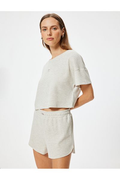 Koton Pantaloni scurti de pijama cu talie elastică cu etichetă