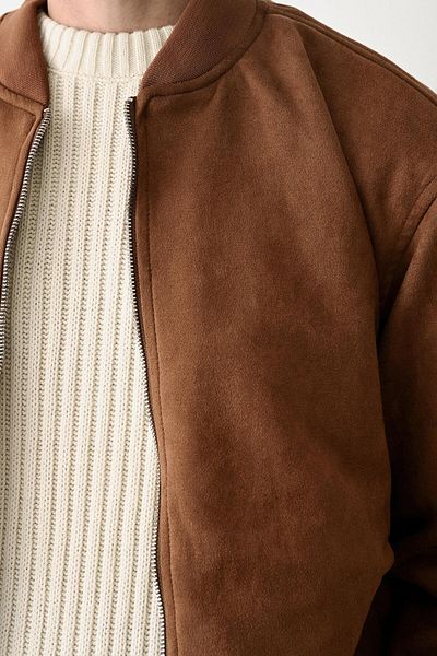 Valiberta Nubuck Lined Double Pocket Zippered Men's Jacket/Mont - Tan