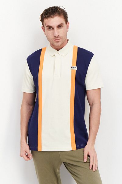 Fila Men Sportswear Fit Brand Logo Training Polo Shirt, Off White