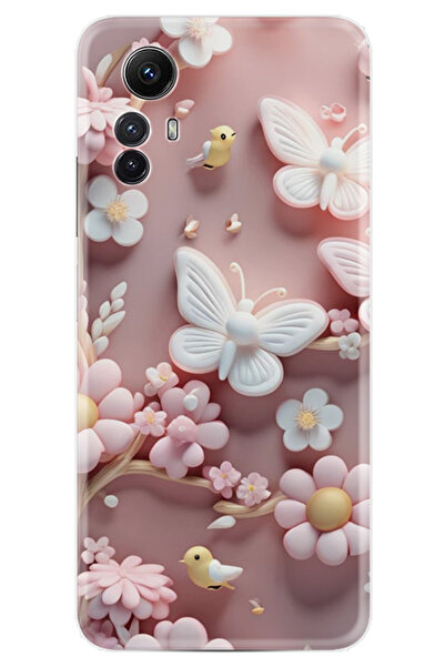 Kılıfland Xiaomi Redmi Note 12S Kılıf Boutique Baskılı Resimli Pembe Kelebekl...