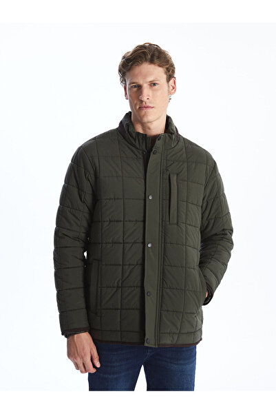 LC Waikiki Jachetă pentru bărbați - Classic Dark Khaki, guler ridicat , Stand...