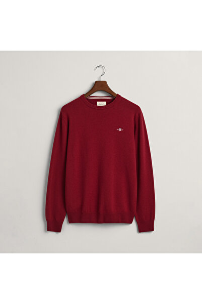 Gant Erkek Kırmızı Regular Fit Bisiklet Yaka Yün Kazak