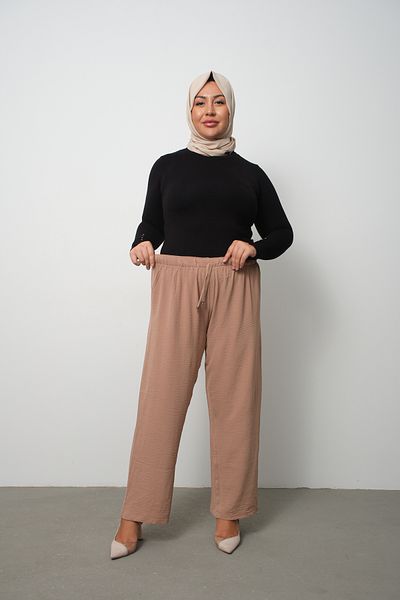 OKTAYUSTA COLLECTİON Γυναικείο παντελόνι με ελαστική μέση καθημερινά φαρδύ