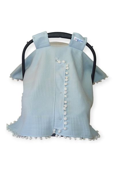 Birmelek Piqued Double Layer Double Sided Pompom Muslin Stroller Cover and Cushion