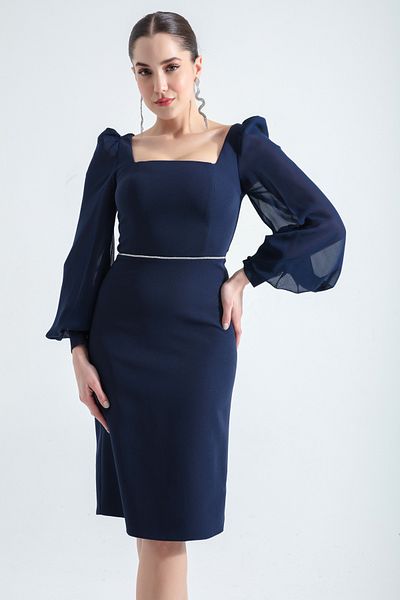 Lafaba Γυναικείο βραδινό φόρεμα Navy Blue Midi