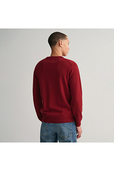 Gant Erkek Kırmızı Regular Fit Bisiklet Yaka Yün Kazak