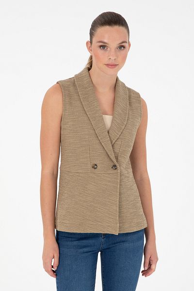 U.S. Polo Assn. Women's Khaki V-Neck Knitted Vest 50282883 -Vr027