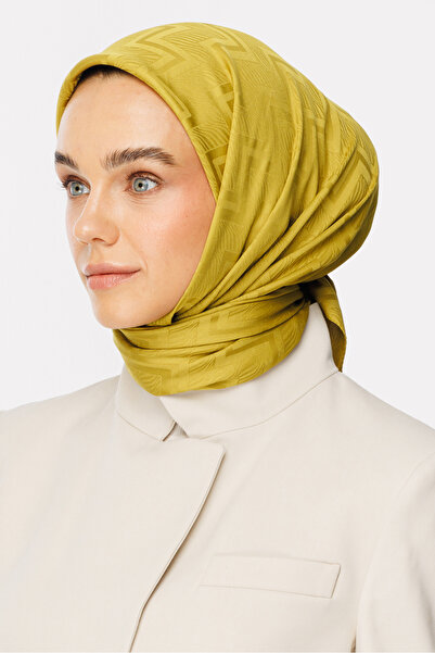 Mooncorn Oliv Green Viora Pattern Silky Jacquard Scarf