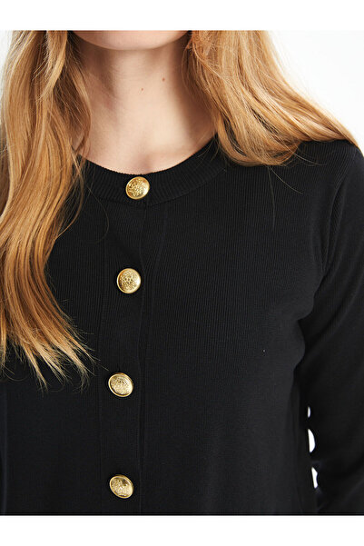 LC Waikiki Women's Knitwear Cardigan - Crew Neck, Solid Long Sleeve