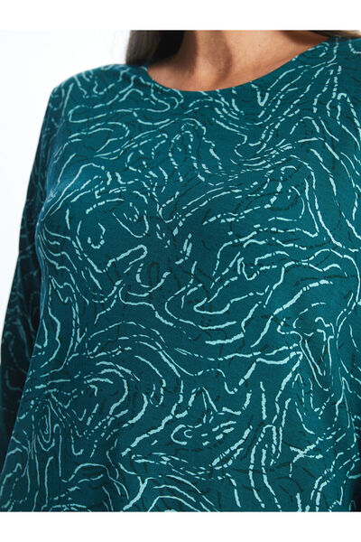 LC Waikiki Petrol Crew Neck Patterned Women's Blouse