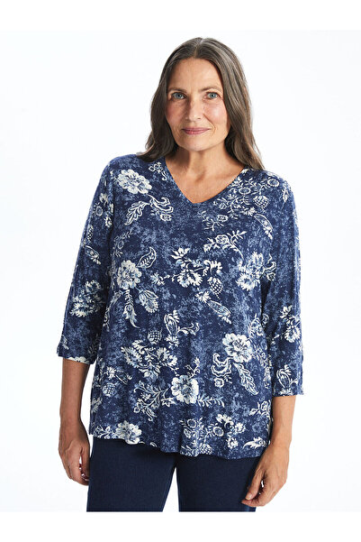 LC Waikiki Γυναικεία μπλούζα με στάμπα με λαιμόκοψη LCW