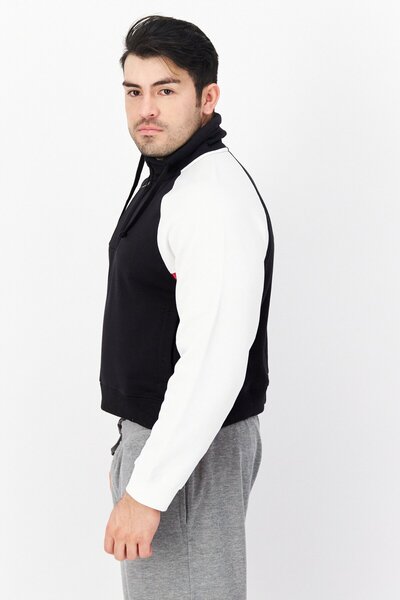 French Connection Men Hooded Colorblock Full Zip Sweatshirt, Black