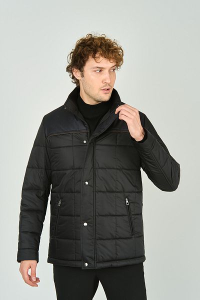 daynax Ανδρικό πουπουλένιο παλτό Hakim Collar - με κουμπώματα και φερμουάρ, μαύρο 2500