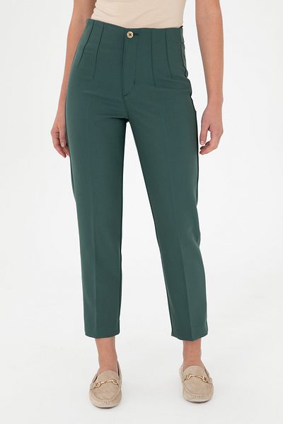 U.S. Polo Assn. Women's Dark Green Canvas Trousers 50290404 -Vr079