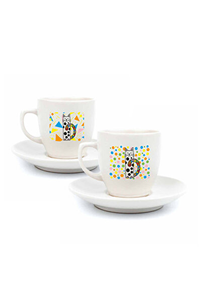 PALTO TASARIM طقم فناجين قهوة تركية كريمية مكون من 4 قطع من Ethnic Cat لشخصين...