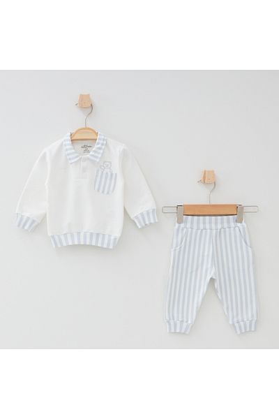 Aziz Bebe Cloud Bear Patterned 2-Piece Baby Set 3 Months - 36 Months