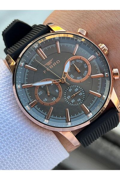 FERRO Silicone Cord Inner Functions Active 30 Mt Water Resistant Men's Wristwatch Efm.11400-19F