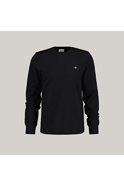 Gant Erkek Siyah Slim Fit Bisiklet Yaka Uzun Kollu T-Shirt
