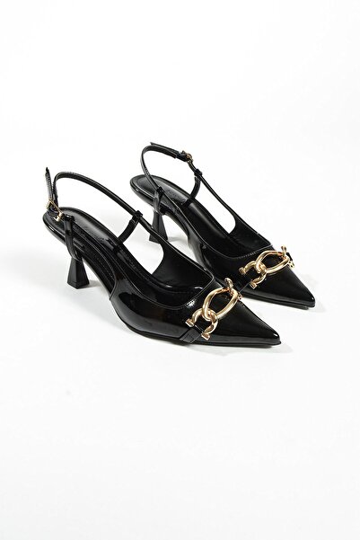 Seniorah Erisas Black Patent Leather - Women's Pointed Toe Heeled Shoes