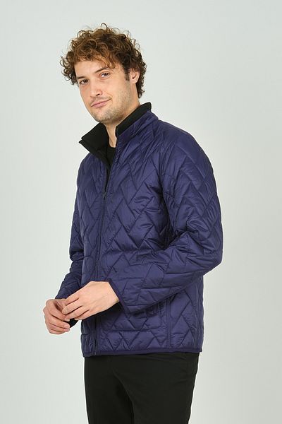 Allegro Men's Quilted Coat 4355 - Stand Collar, Zipper and Pocket Detail, Saks