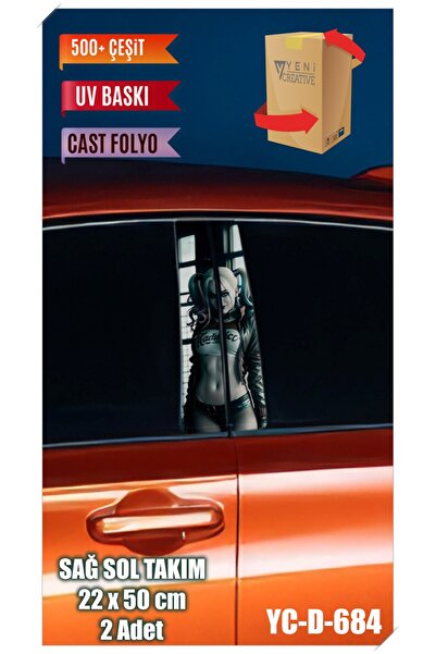 YENİ CREATİVE Araç Kapı Direk Kaplama Folyosu Joker Kadın Desenli (SAĞ SOL TA...