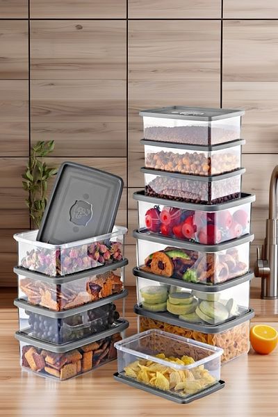 Open Home Concept Set of 12 Rectangular and Freezer Compatible Storage Container - 0.75 Lt/1 Lt/1.5 Lt