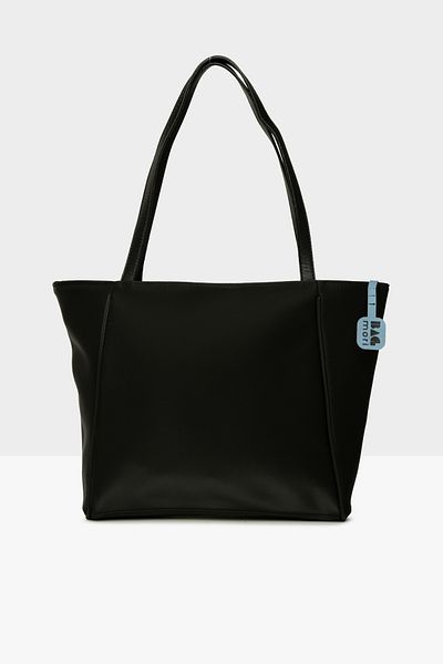 Bagmori Black Women's Satin Tote Bag with Piping Detail m 000008533