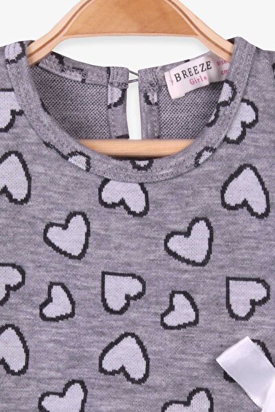 Breeze Girl's Long Sleeve Dress with Bow, Age 1.5-5, Dark Gray Melange