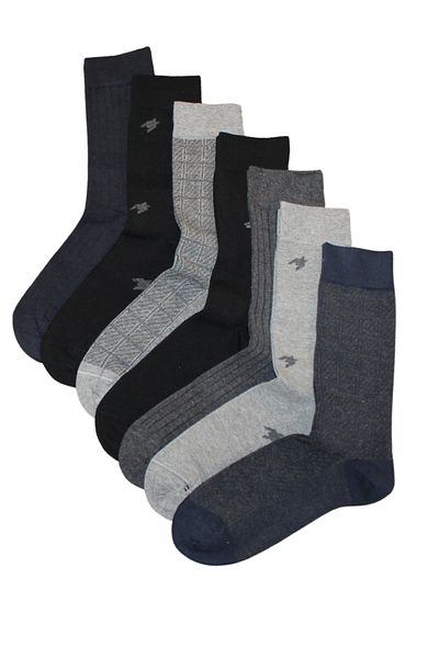 socksbox 7 ζευγάρια ανδρικές κάλτσες χωρίς ραφή 4 εποχών με μικτά σχέδια/Μαύρο-Ναυτικό-Γκρι/41-45