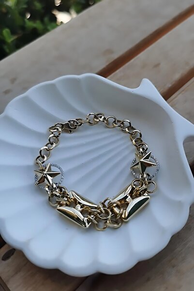 Utku Kuyumculuk 14 Ayar Italyan Yıldızlı Altın Bileklik