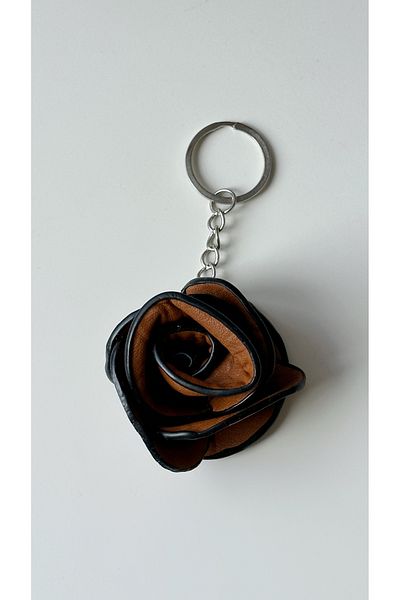 Âlâ Atelier Brown Leather Rose Flower Keychain Bag Accessory