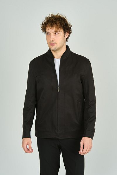 LUCAS Men's Stand Collar Zipper Closure Cotton Jacket 2673 Black