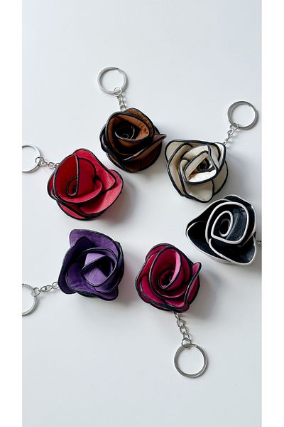 Âlâ Atelier Purple Leather Rose Flower Keychain Bag