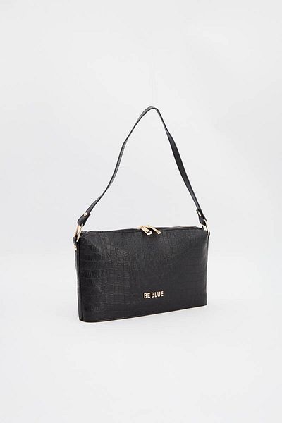 BE BLUE Black Croco Baget Bag