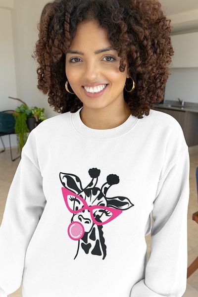 SUNFREE Zebra Pattern Printed Oversize White Sweatshirt