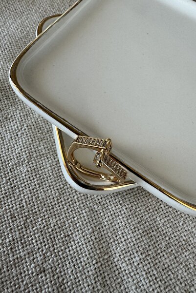 My Joyas Design خاتم مطلي بالذهب عيار 14 قيراط مرصع بالأحجار