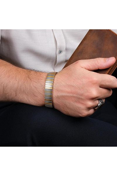 TESBİHCİBABA Style Reflection-Watch Band Model Silver-Gold Steel Bracelet