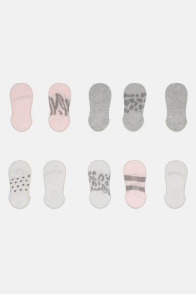 Danskin Kids Girl 10 Pairs Brand Logo Invisible Socks White