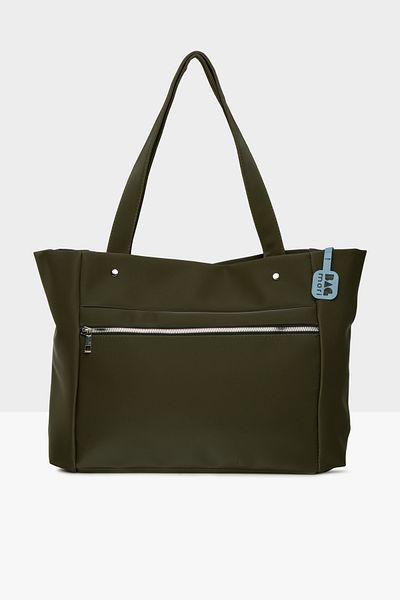 Bagmori Khaki Women's Large Side Zipper Satin Tote Bag m 000008540
