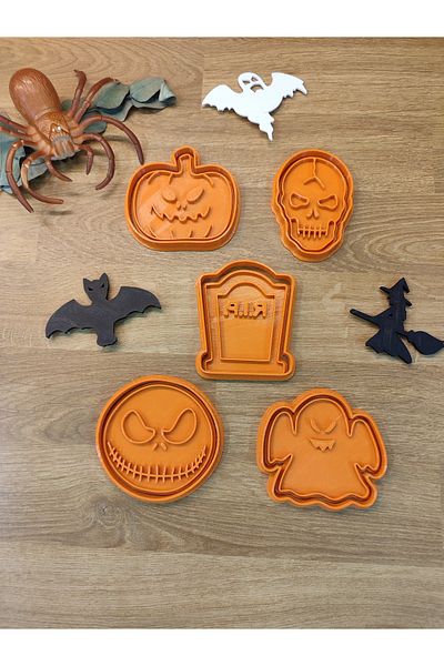 Maflen Halloween Halloween Pumpkin Skull Tombstone Ghost Cookie Mold Set