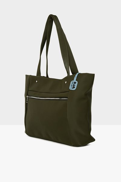 Bagmori Khaki Women's Large Side Zipper Satin Tote Bag m 000008540