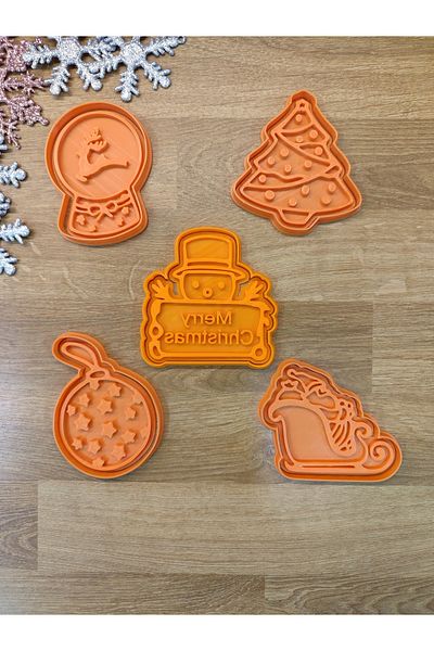 Maflen Christmas New Year Santa Sleigh Merry Christmas Deer Snow Globe Christmas Tree Cookie Mold Set