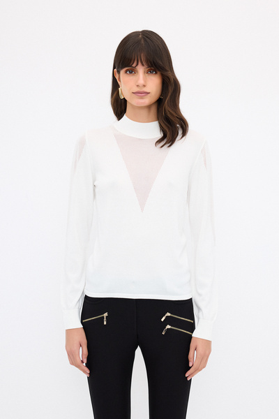 adL File Detaylı Triko Bluz