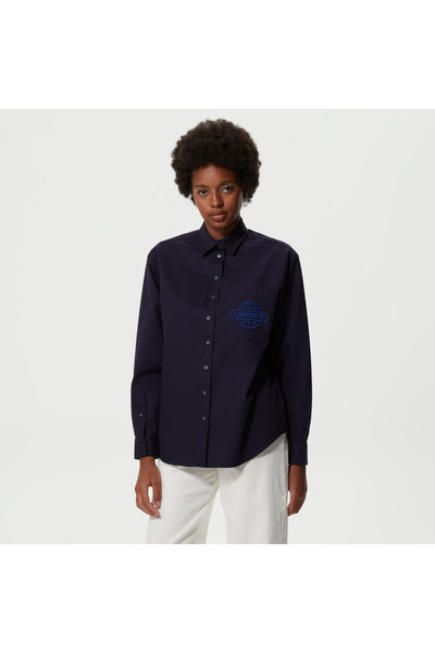 Lacoste Kadın Relaxed Fit Lacivert Gömlek