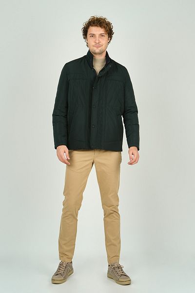 LUCAS Men's Zipper and Snap Closure Judge Collar Coat 4785 Green