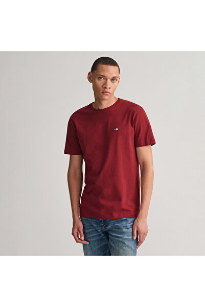 Gant Erkek Bordo Regular Fit Bisiklet Yaka T-Shirt