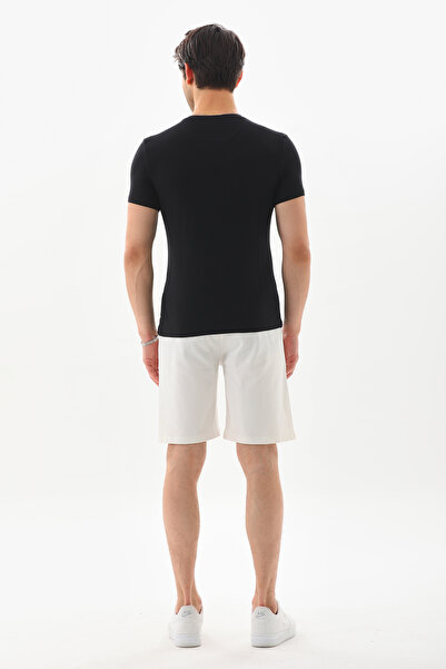 penyebizden Erkek Regular Fit %100 Pamuk Şort-Beyaz