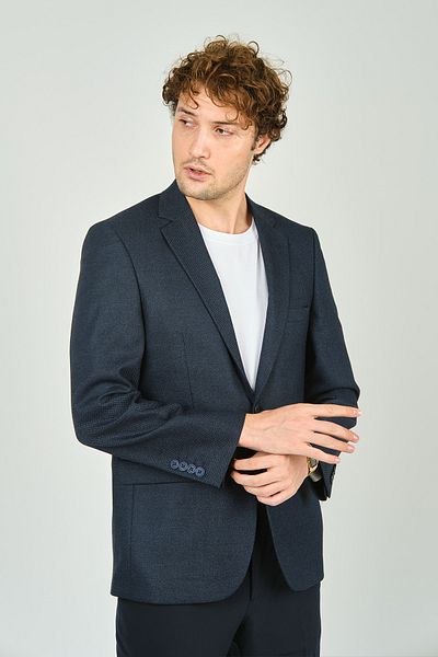 GİO Мъжко вълнено яке Gio с класическа кройка, стандартна кройка, 2413, тъмносиньо